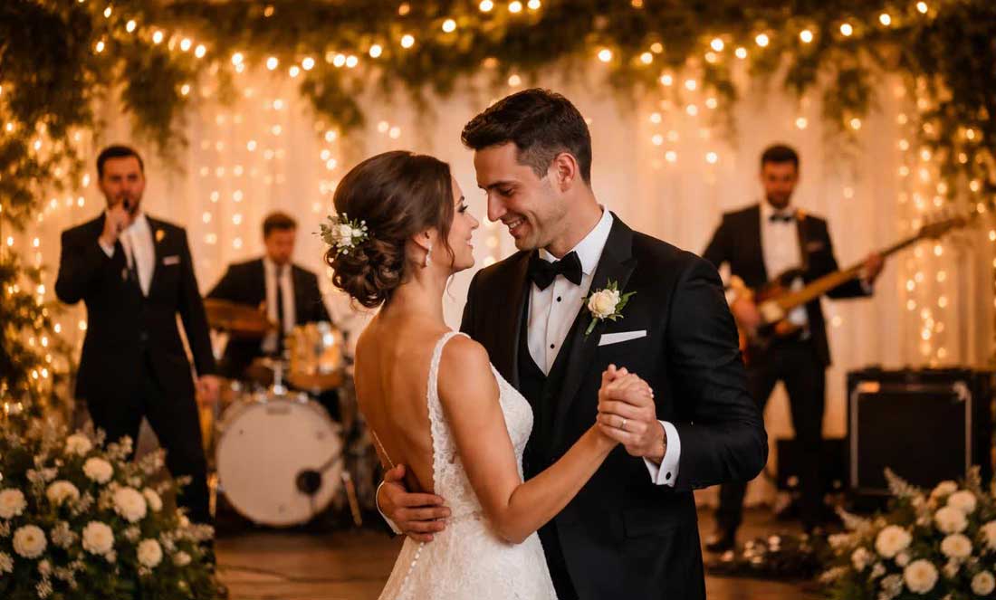 A Bride and Groom's First Dance at their Wedding Reception
