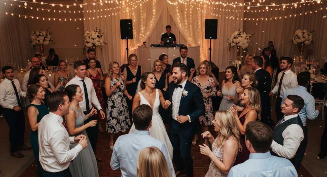 A Packed Wedding Reception Dance Floor