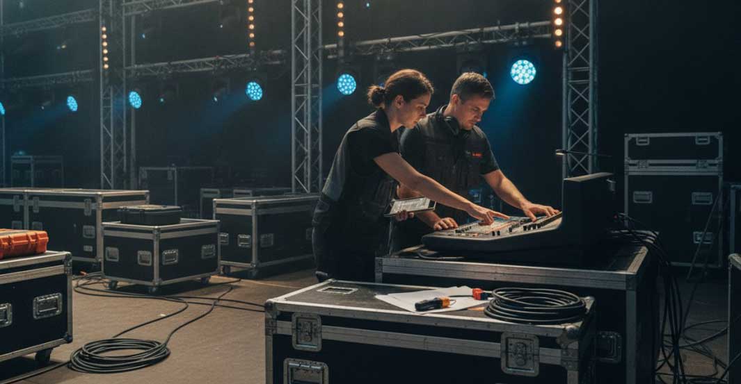 A Technical Director and Sound Engineer Using a Mixing Console