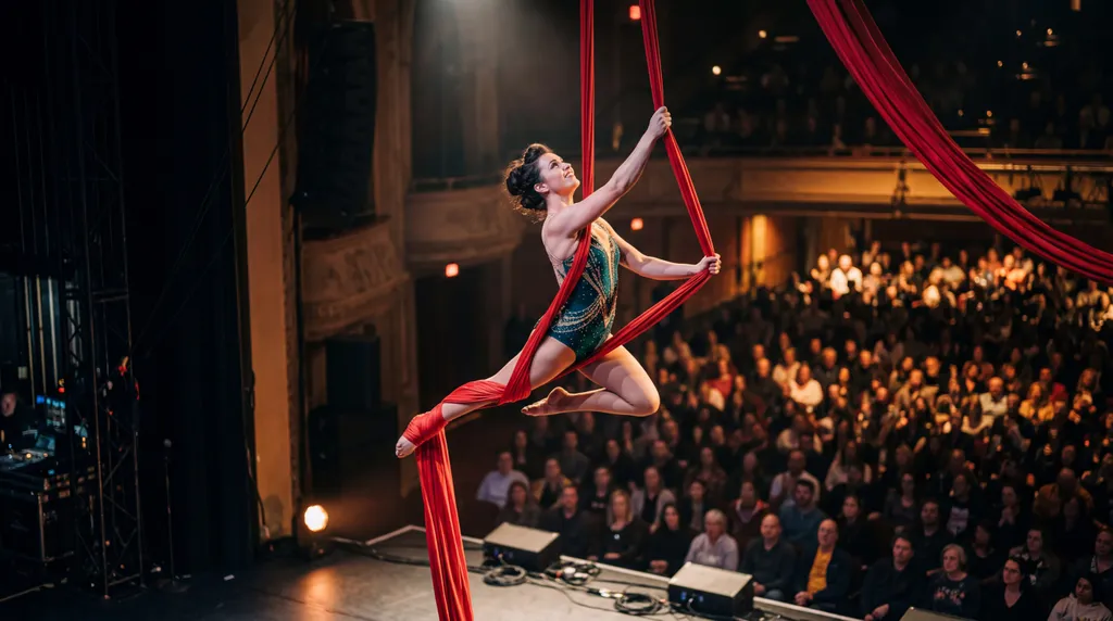 An Aerialist Performing for a Corporate Product Launch