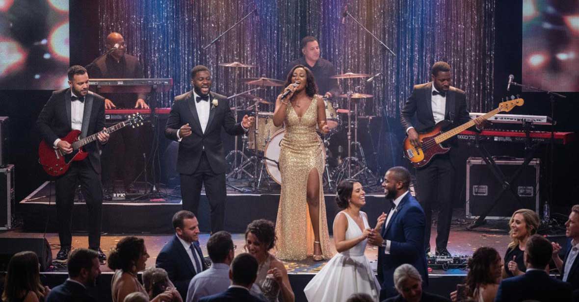 A Live Band with Strong Vocalists Commanding the Stage with High-Energy Dance Hits
