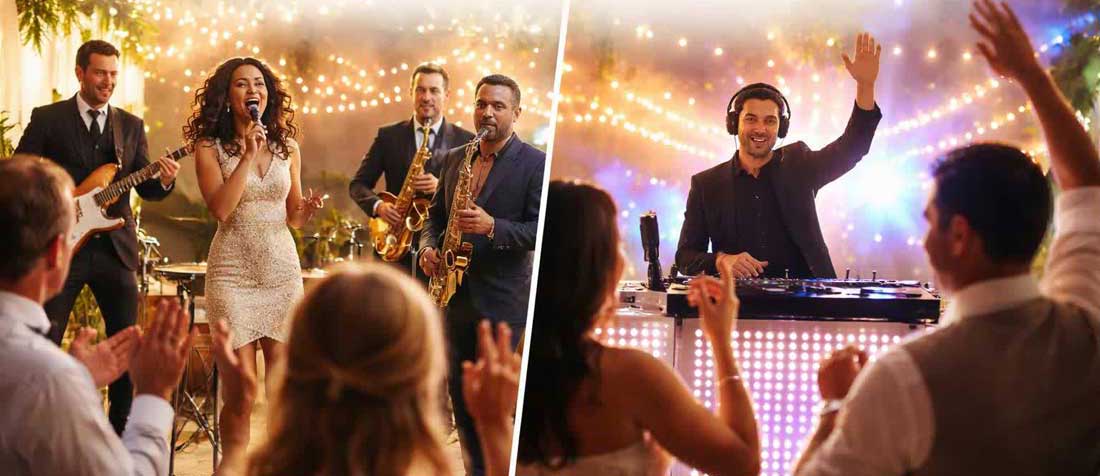 A Live Wedding Band and DJ Combination for a Reception